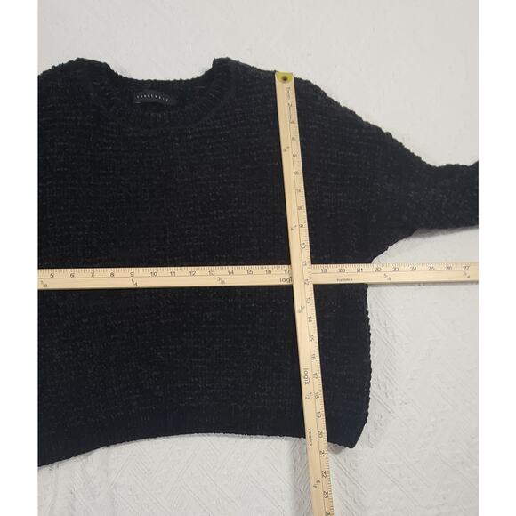 Sanctuary fuzzy chunky loose knit black sweater women's Size LG goth office emo - Picture 5 of 8